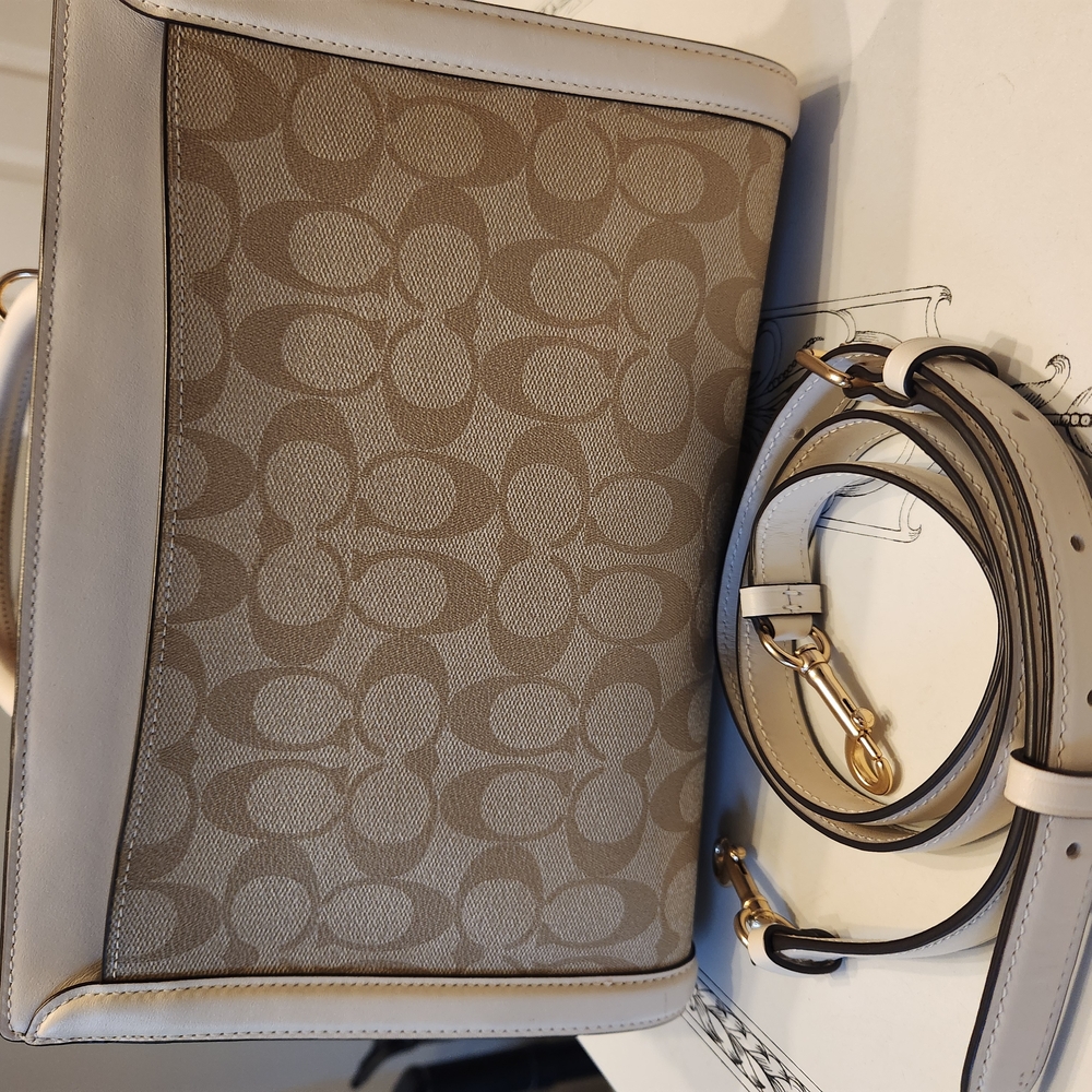 Coach Brown and Cream Satchel with Signature Monogram New Without Tags - Picture 5 of 6